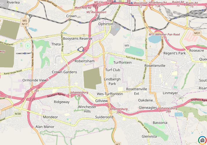 Map location of West Turffontein